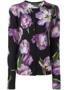 Dolce & Gabbana Tulip Print Cardigan, Women's, Size: 42, Black, Silk/cashmere