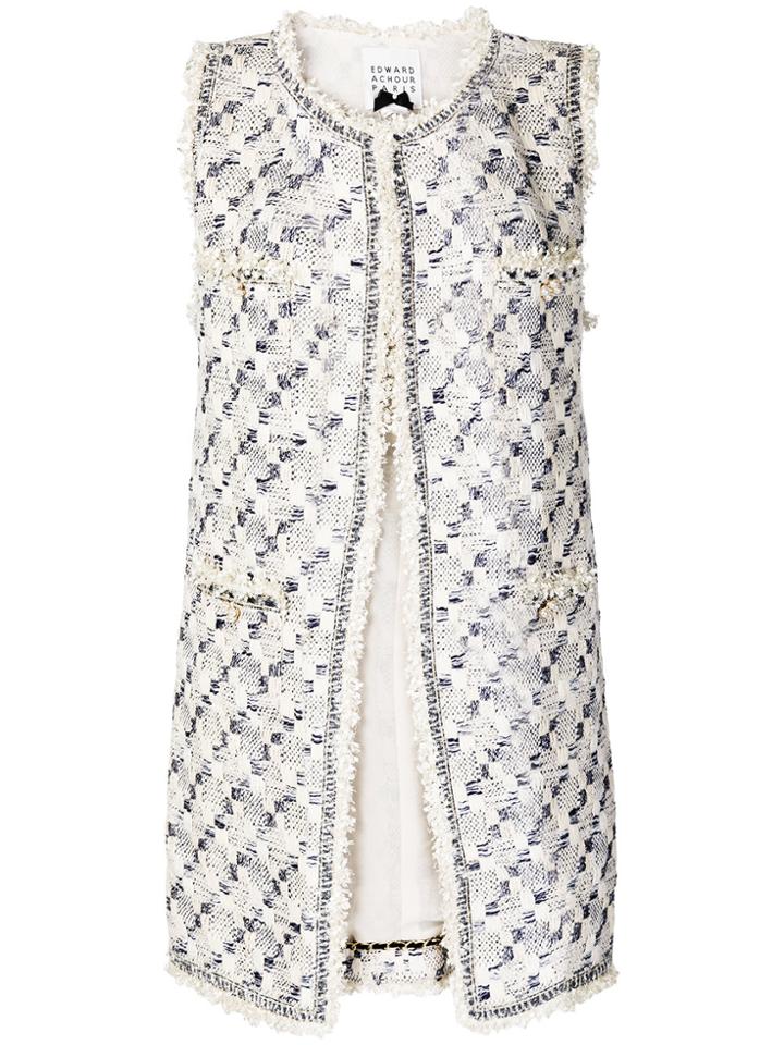 Edward Achour Paris Sleeveless Tweed Coat - Nude & Neutrals