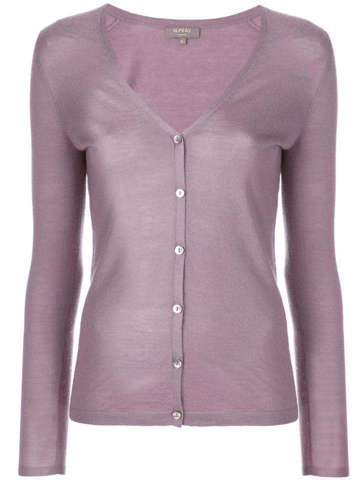 N.peal Superfine V-neck Cardigan - Pink & Purple