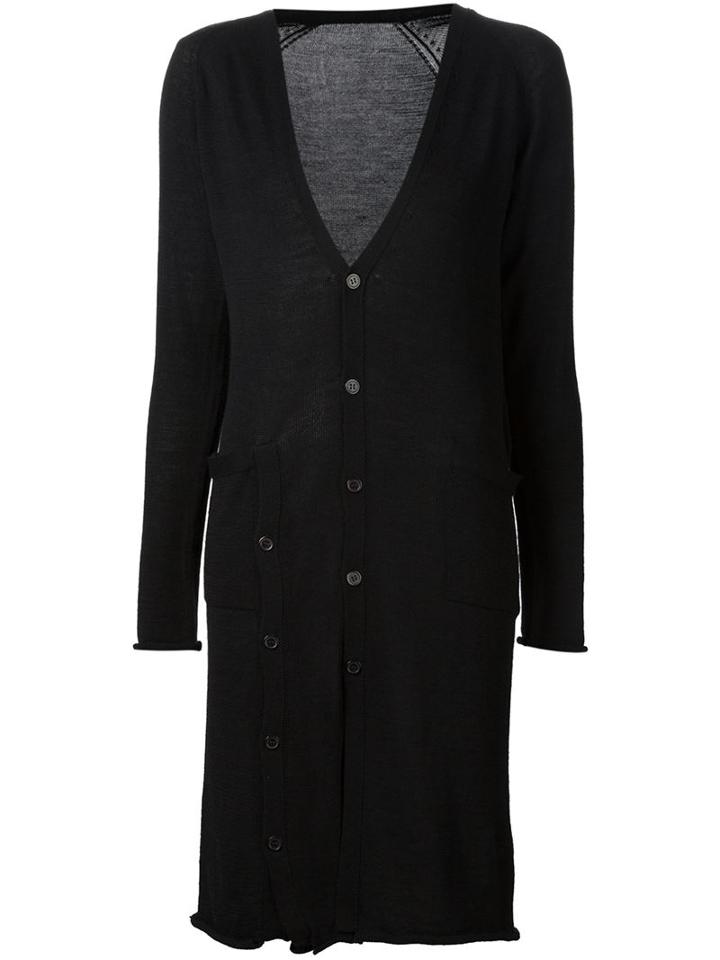 Yohji Yamamoto Long V-neck Cardigan, Women's, Size: 2, Black, Viscose/wool/alpaca