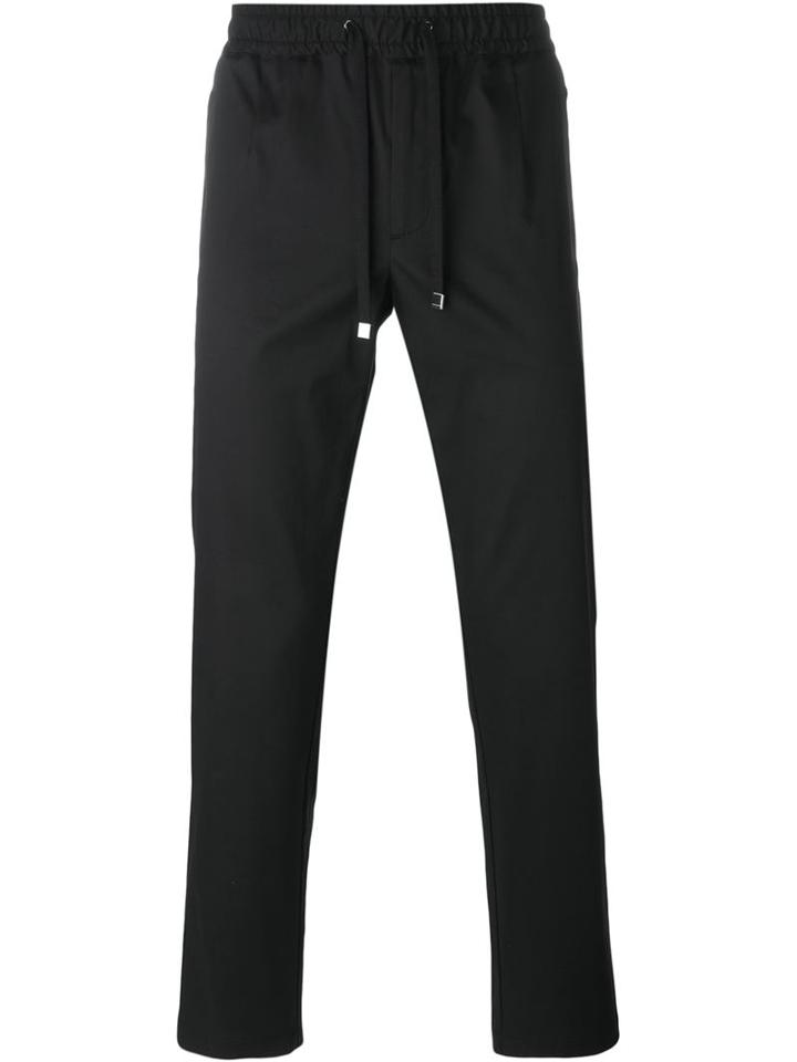 Dolce & Gabbana Drawstring Track Pants, Men's, Size: 54, Black, Cotton/elastodiene