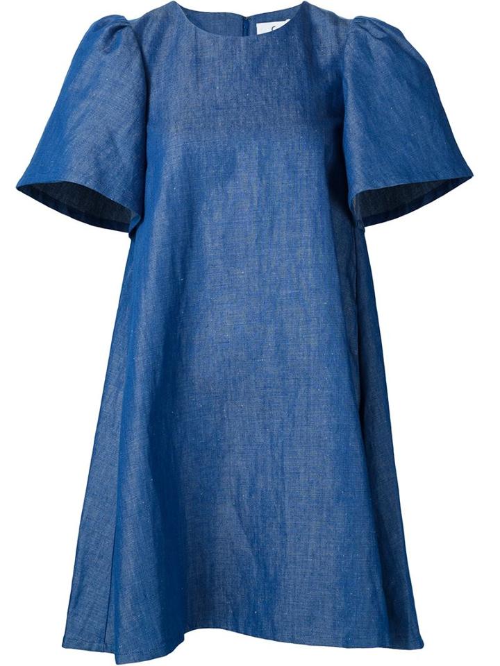 Co Structured Sleeve Denim Dress, Women's, Size: Medium, Blue, Cotton/linen/flax