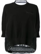 Sacai - Tribal Organza Back Knitted Top - Women - Cotton/polyester - 2, Black, Cotton/polyester