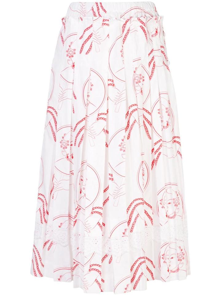 Simone Rocha Printed Pleated Skirt - Red