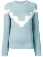 See By Chloé Lace Panel Knit Sweater - Blue