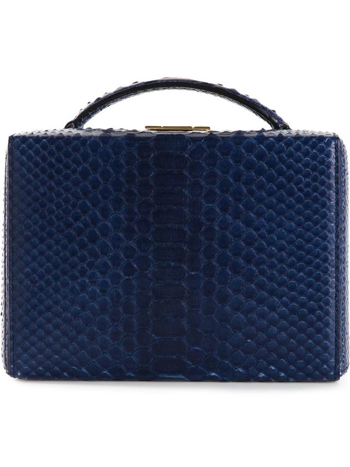 Mark Cross Grace Box Bag, Women's, Blue, Python Skin