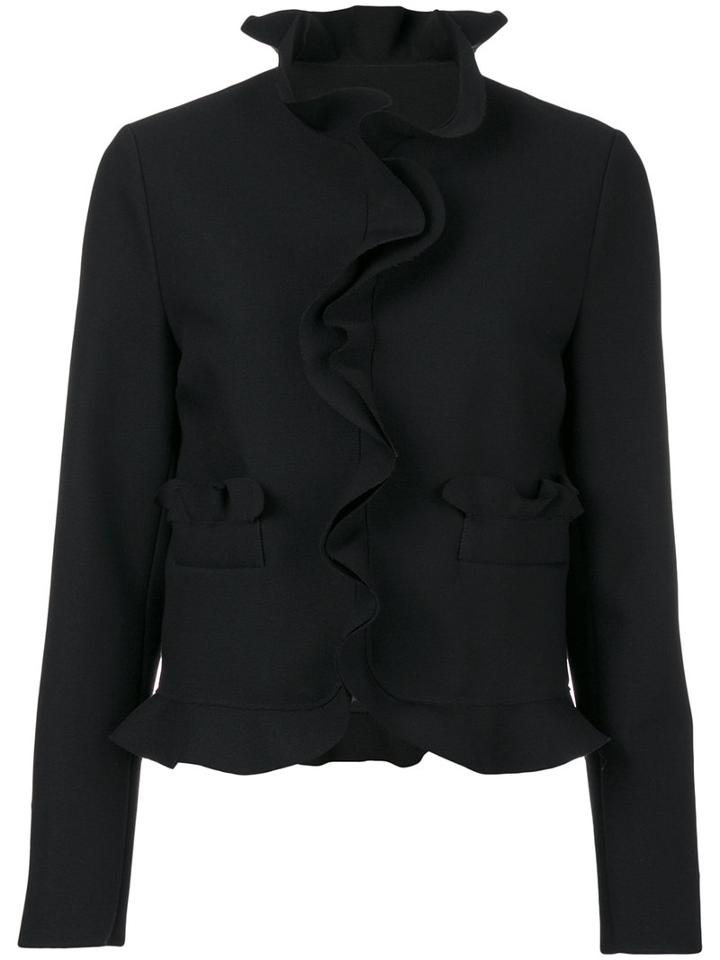 Msgm - Ruffle Jacket - Women - Polyester/spandex/elastane/viscose - 42, Black, Polyester/spandex/elastane/viscose