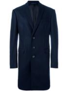 Armani Collezioni Classic Coat, Men's, Size: 50, Blue, Cupro/cashmere/virgin Wool