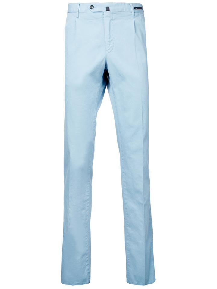 Pt01 Slim-fit Cropped Chino Trousers, Men's, Size: 44, Blue, Cotton/elastodiene