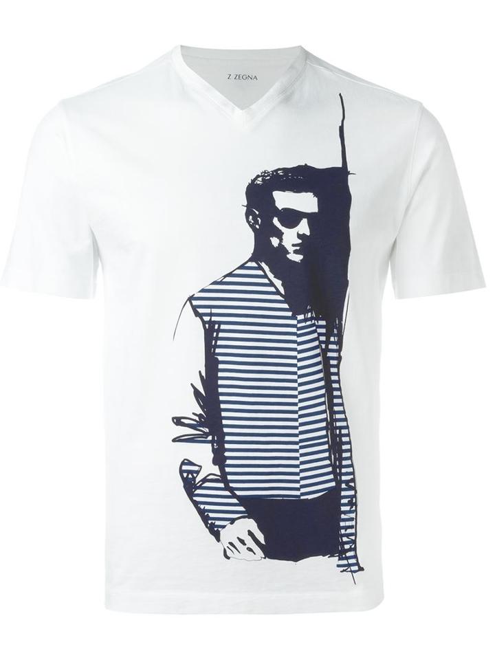Z Zegna Printed V-neck T-shirt
