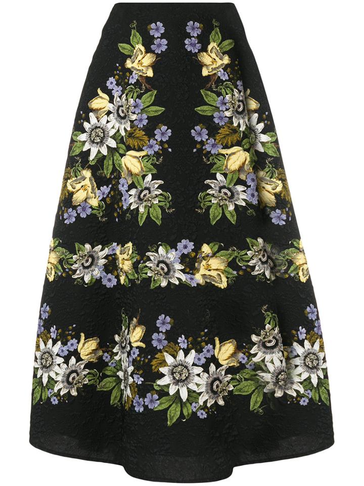 Erdem Varo Passion Print Skirt - Black