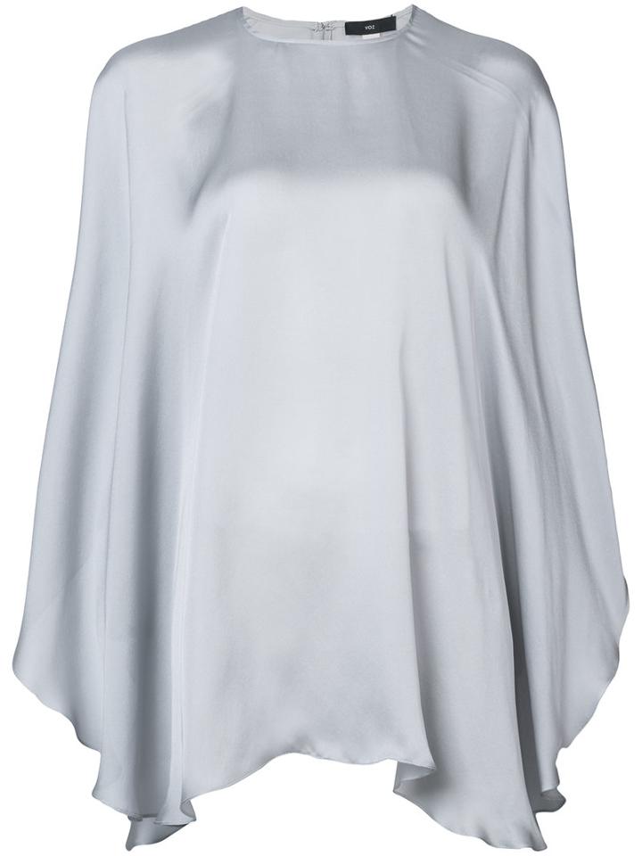Voz - Chiffon Capelet Blouse - Women - Silk - One Size, Grey, Silk
