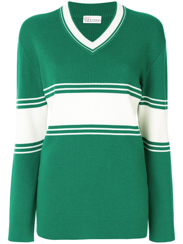 Red Valentino Contrast Stripe Jumper - Green