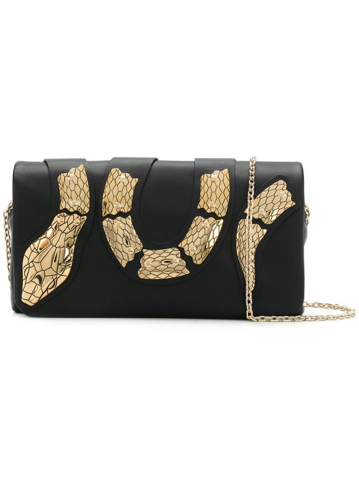 Red Valentino Snake Embellished Clutch - Black