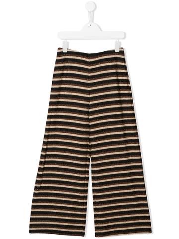 Caffe' D'orzo Sara Striped Wide-leg Trousers - Brown