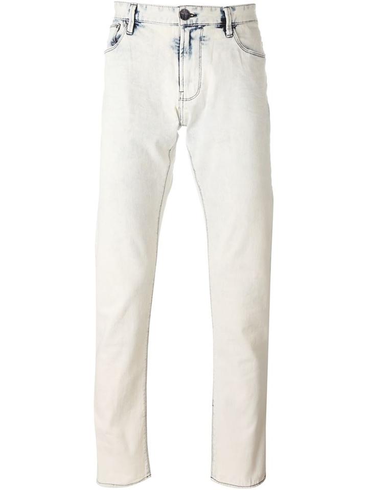 Armani Jeans Deep Washed Effect Straight Leg Jeans, Men's, Size: 33, Blue, Cotton/spandex/elastane