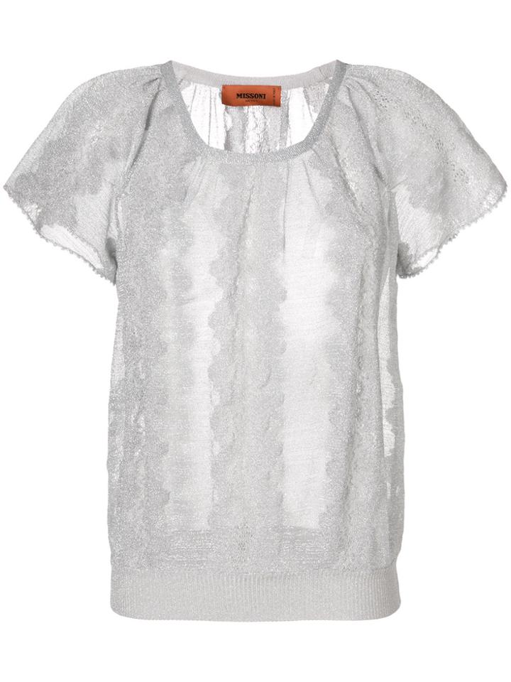 Missoni Embroidered Short-sleeve Top - Grey