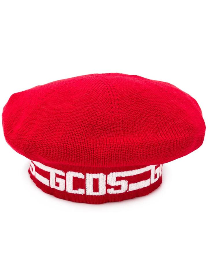 Gcds Logo Knitted Beret - Red
