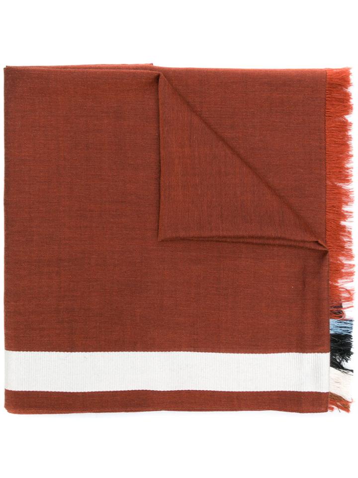 Loewe Logo Side Stripe Scarf - Brown