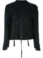 Barbara I Gongini Asymmetric Cuff Zipped Jacket, Women's, Size: Medium, Black, Buffalo Leather