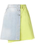Msgm Colourblock Denim Wrap Skirt - Blue