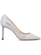 Jimmy Choo Romy Pumps, Women's, Size: 39.5, Grey, Metallized Polyester/leather