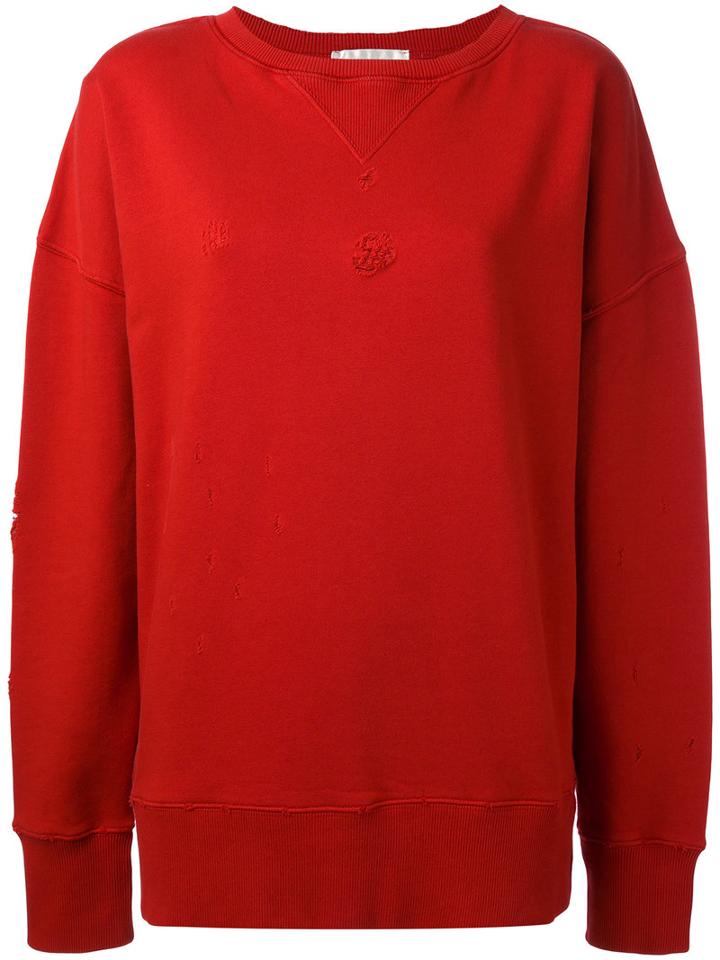 Faith Connexion - Distressed Sweatshirt - Women - Cotton - S, Red, Cotton