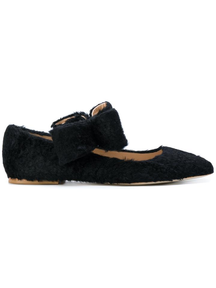 Polly Plume Bow-tied Ballerinas - Black