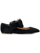 Polly Plume Bow-tied Ballerinas - Black