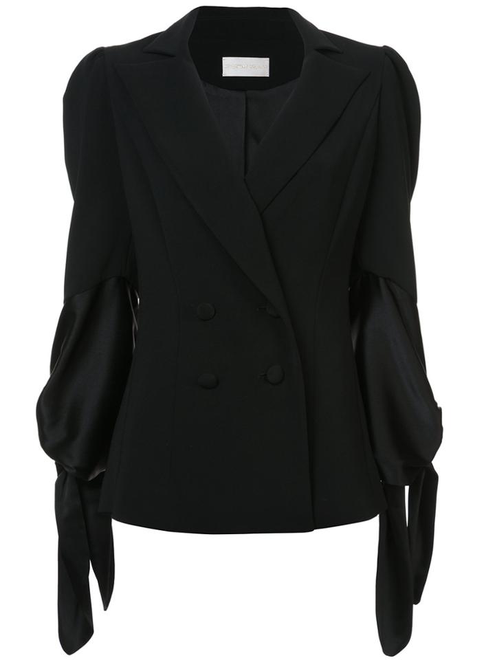 Christian Siriano Panneled Tie Sleeve Blazer - Black