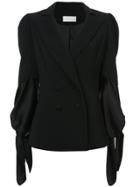 Christian Siriano Panneled Tie Sleeve Blazer - Black