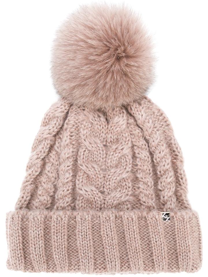 Ca4la Knitted Pattern Hat - Pink & Purple