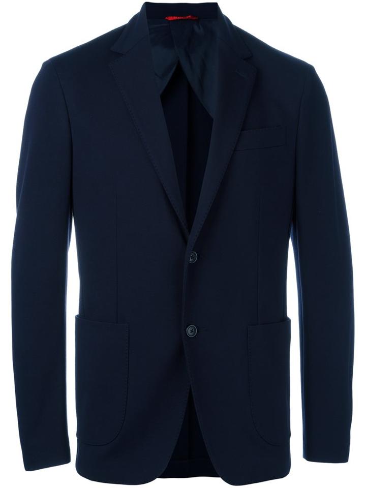 Fay Two Button Blazer, Men's, Size: 54, Blue, Viscose/polyamide/spandex/elastane/polyester