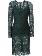 Dolce & Gabbana Floral Lace Midi Dress, Women's, Size: 42, Green, Rayon/cotton/nylon/polyamide