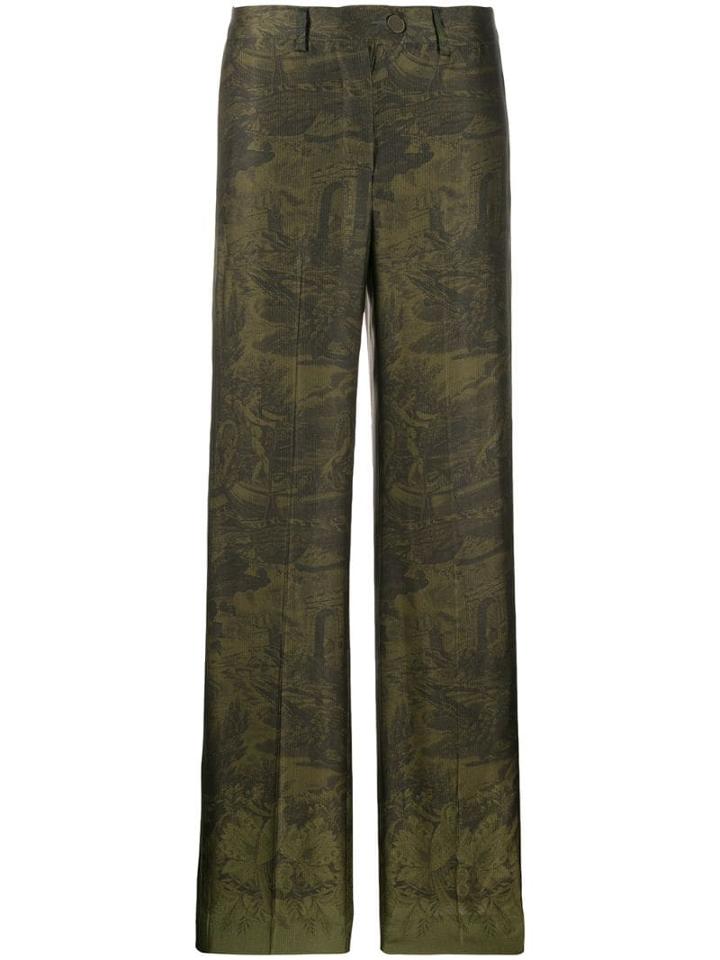 F.r.s For Restless Sleepers High Waisted Patterned Trousers - Green