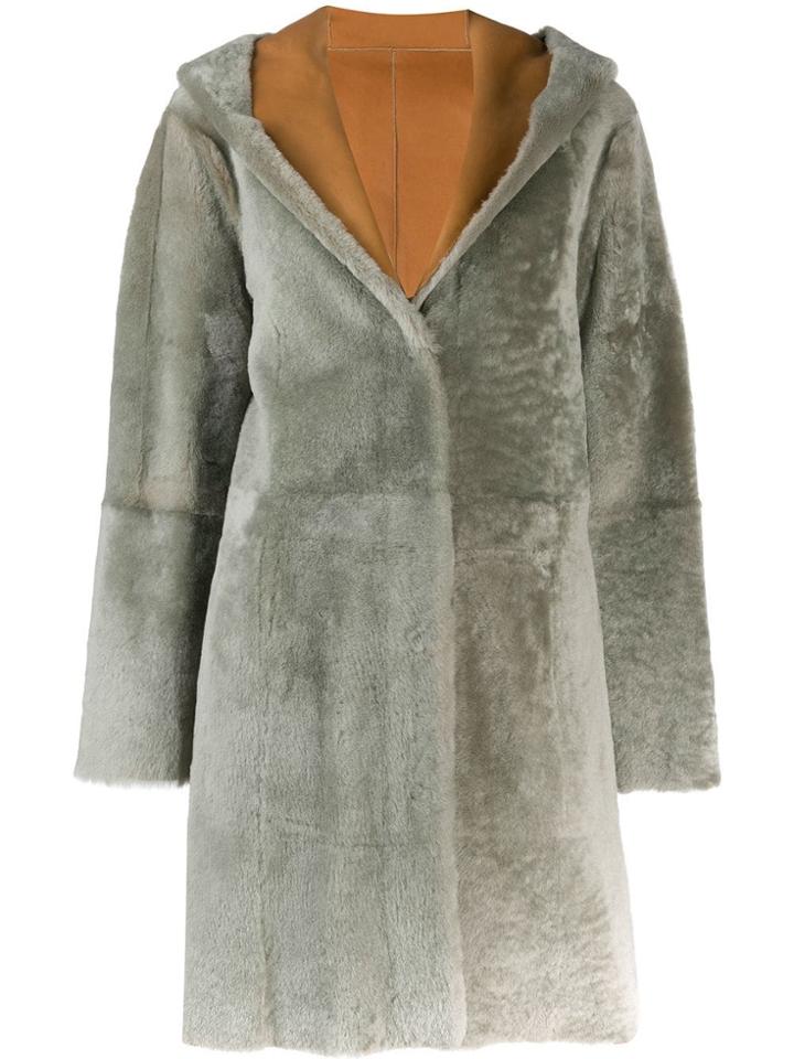 Drome Hooded Fur Trim Coat - Brown