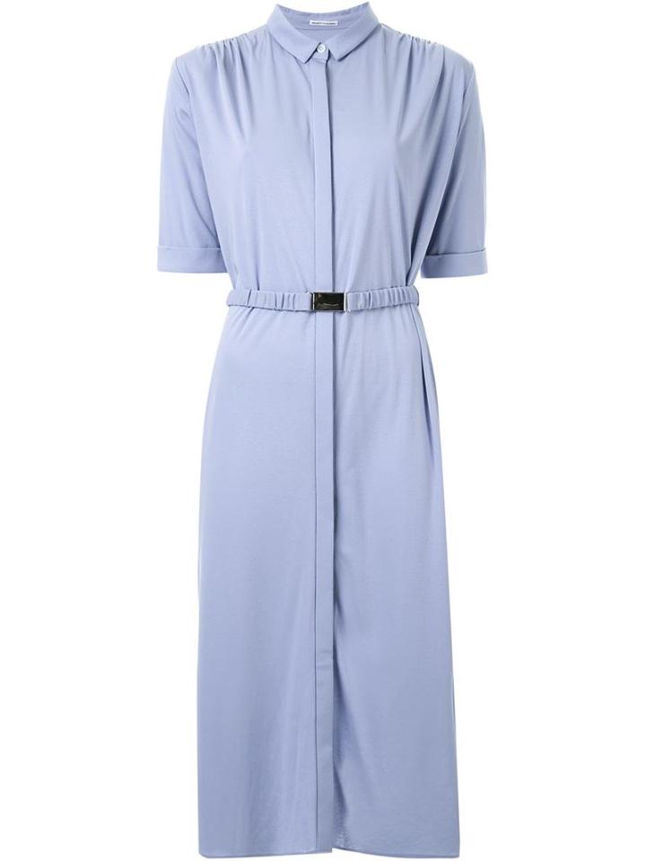 Akane Utsunomiya Belted Midi Shirt Dress, Women's, Size: 38, Blue, Cotton