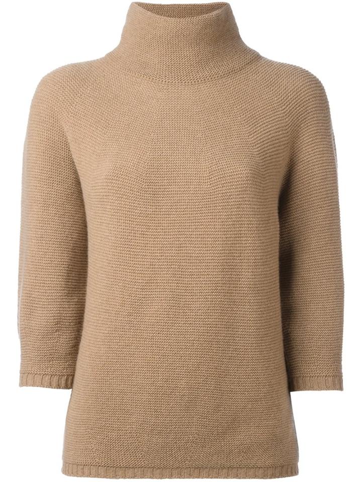 Max Mara Structured Knitted Blouse, Women's, Size: Large, Brown, Cashmere/virgin Wool
