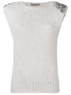 Alberta Ferretti Embellished Knitted Top - Grey