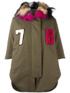 Forte Couture Fur Collar Parka, Women's, Size: 40, Green, Cotton/polyester/spandex/elastane/raccoon Dog