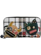 Burberry Creature Appliqué Check Leather Ziparound Wallet - Black