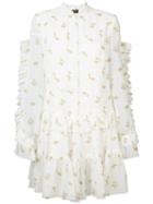 Magda Butrym Layered Floral Print Dress, Women's, Size: 38, White, Silk