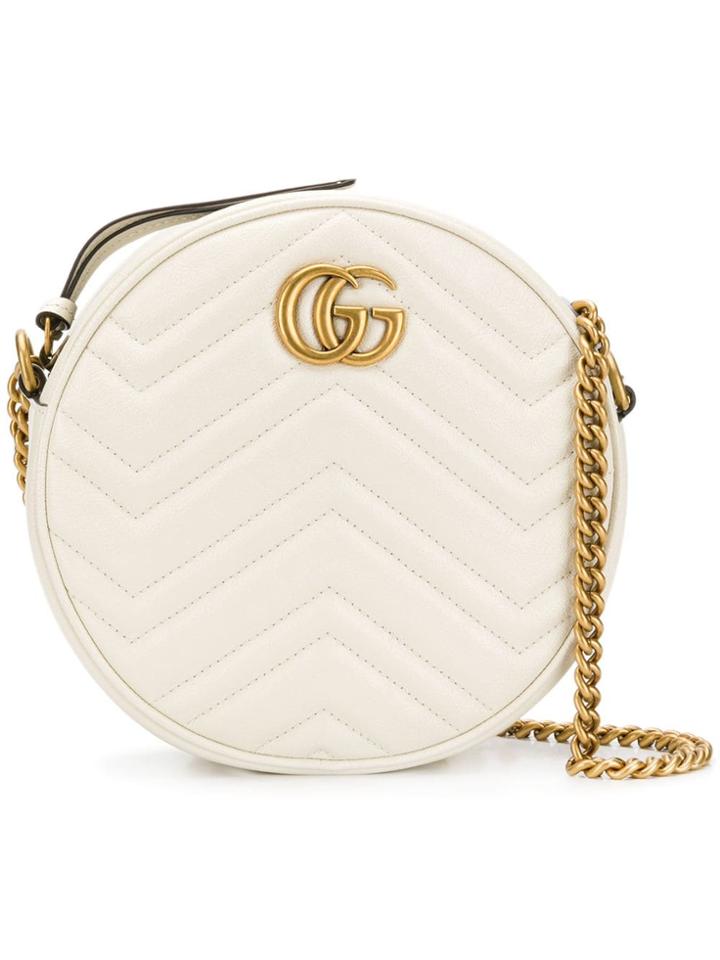 Gucci Marmont Mini Round Shoulder Bag - White