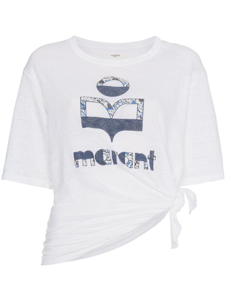Isabel Marant Étoile Linen Logo Printed T Shirt - White