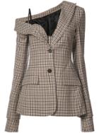 Vera Wang One Shoulder Tailored Bustier Blazer - Brown