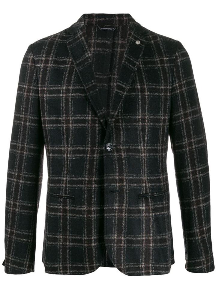 Daniele Alessandrini Checked Single Breasted Blazer - Blue