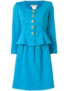Yves Saint Laurent Vintage Jacquard Skirt Suit - Blue