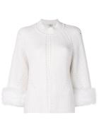 Fendi Fox Fur-trim Cashmere Sweater - White