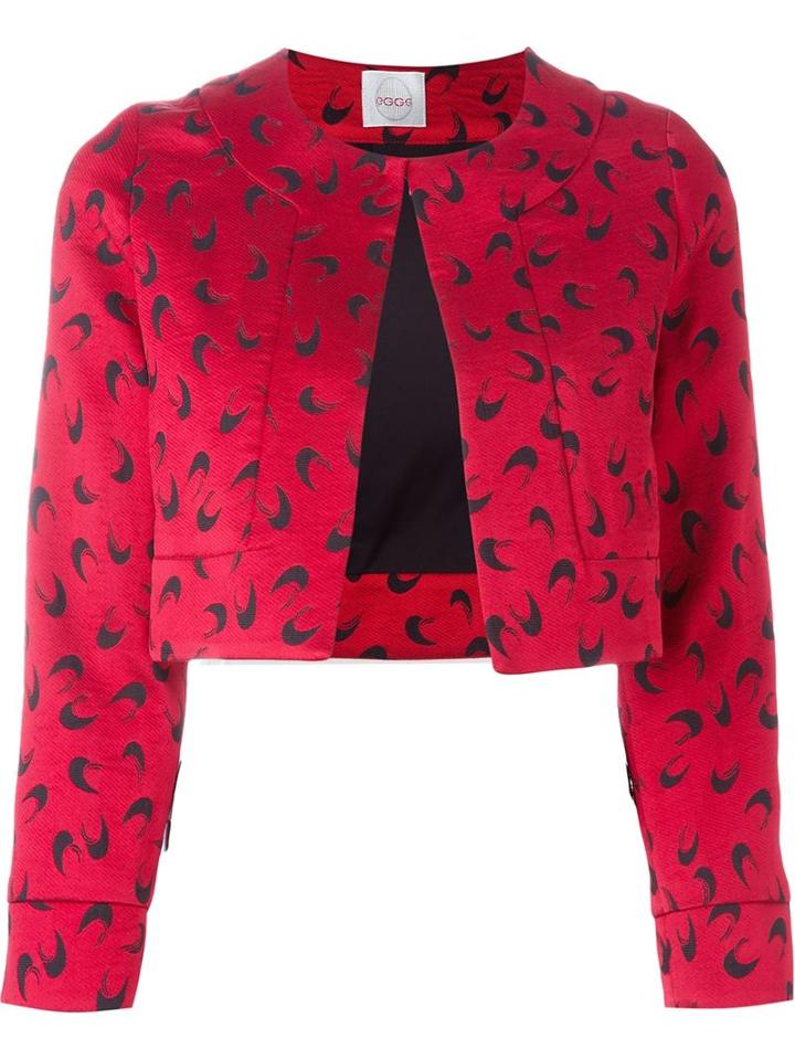 Eggs Horseshoe Print Cropped Jacket