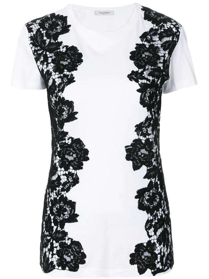 Valentino Lace Panelled T-shirt - White